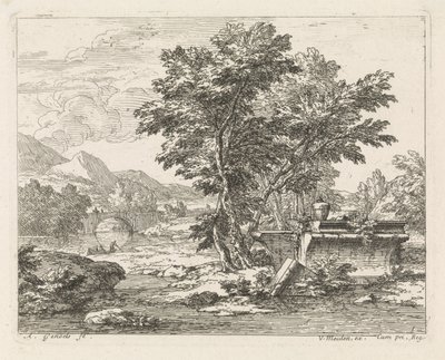 Landskab med en klassisk ruin Landskaber (serietitel) af Abraham Genoels