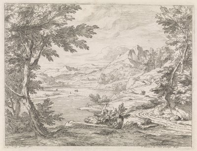 Flodlandskab med en vej Flodlandskaber (serietitel) af Abraham Genoels