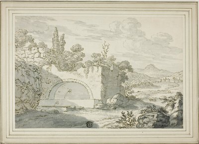 Landskab med springvand af Abraham Genoels II