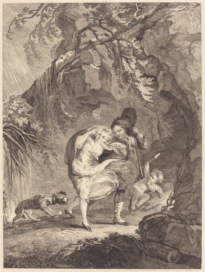 Le coup de vent (Vindstødet) af Abraham Girardet after Antoine Lebel