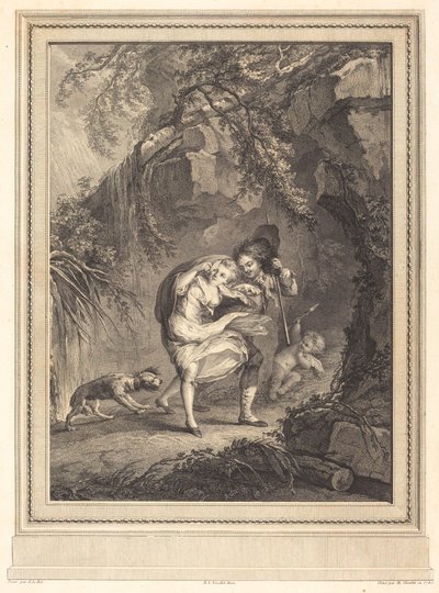 Le coup de vent (Vindstødet) af Abraham Girardet after Antoine Lebel
