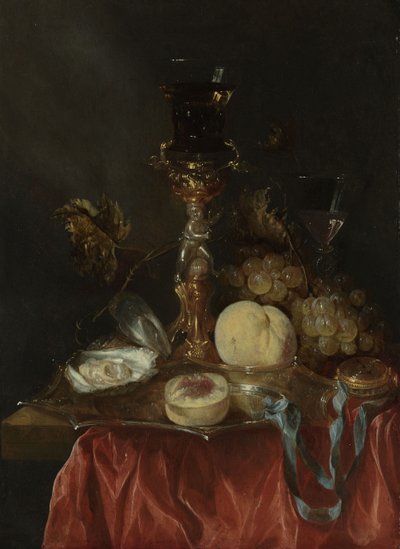 Stilleben med sølvforgyldt glasholder, ca. 1654-1660 (olie på panel) af Abraham Hendricksz van Beyeren