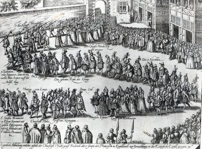 Procession til brylluppet af Frederik V, kurfyrste Pfalz og prinsesse Elizabeth, c.1613 af Abraham Hogenberg