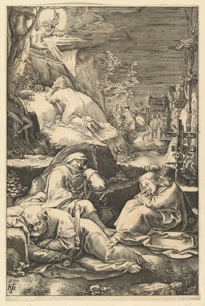 Kvalen i haven, fra The Passion of Christ, ca. 1598-1653. af Abraham Hogenberg