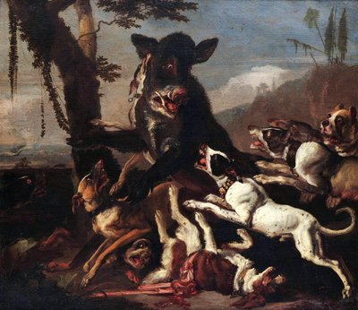 Jagt på vildsvin af Abraham Hondius