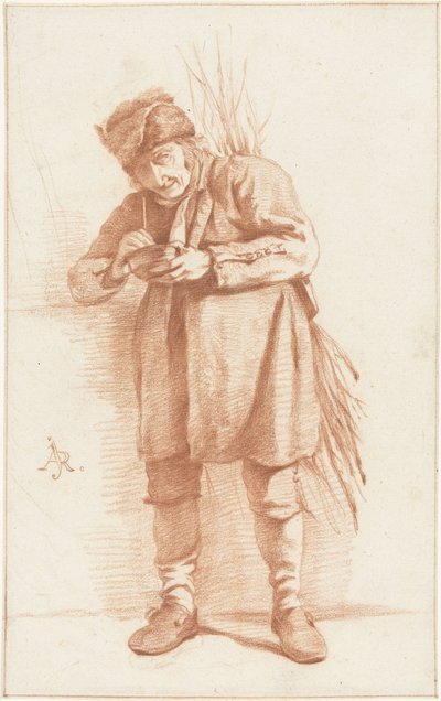Stående mand med en pibe og en flok bøsser af Abraham Johannes Ruytenschildt