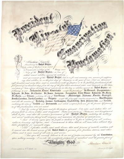 Præsident Lincolns frigørelsesproklamation, 1. januar 1863 af Abraham Lincoln
