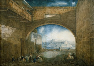 Fort St. Angelo på Malta af Abraham Louis Rodolphe Ducros