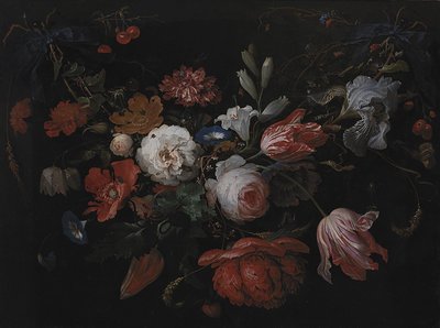 En krans af blomster af Abraham Mignon