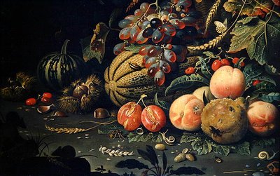 Frugt (olie på lærred) (detalje af 278970) af Abraham Mignon