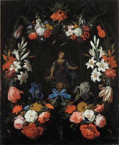 Garland of Flowers, ca 1675 af Abraham Mignon