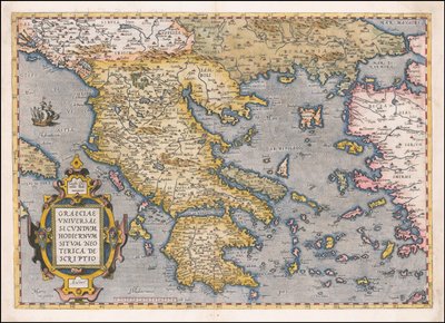 1584-kort over Grækenland og Det Ægæiske Hav af Abraham Ortelius af Abraham Ortelius