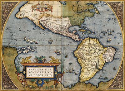 Et kort over Amerika, 1612 af Abraham Ortelius