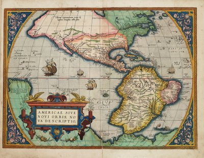 Americae Sive Novi Orbis, Nova Descriptio (Amerika eller den nye verden, nybeskrevet) af Abraham Ortelius