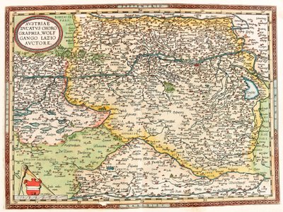 Østrig Ducatus Chorographia Wolfgango Lazio Auctore Kort over Østrig Ducatus Chorographia Wolfgango Lazio Auctore Østrig Ducatus Chorographia Wolfgango Lazio Auctore af Abraham Ortelius