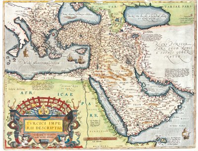 Kroatien, Rumænien, Bosnien-Hercegovina, Serbien, Bulgarien, Montenegro, Kosovo, Albanien, Makedonien, Grækenland, Tyrkiet, Sydrusland, Georgien, Aserbajdsjan, Armenien, Iran, Irak, Syrien, Libanon, Israel, Jordan, Saudi-Arabien, Kuwait, Qatar, Bahrain, De af Abraham Ortelius