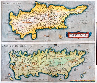 Cypern, Kreta, Cypern, Grækenland af Abraham Ortelius