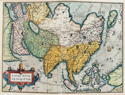 Beskrivelse af det asiatiske kontinent, Geografikort fra "Theatrum Orbis Terrarum" af Abraham Ortelius