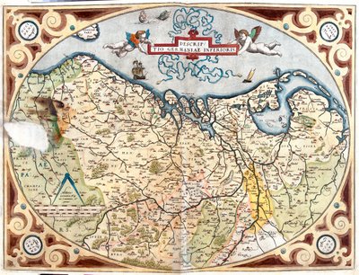 Frankrig (Region: Øvre Normandiet, Picardiet, Nord-Pas-de-Calais, Ile-de-France, Champagne-Ardenne, Lorraine), Belgien, Holland, Tyskland (delstat: Niedersachsen, Nordrhein-Westfalen, Rheinland-Pfalz, Saarland), Luxembourg af Abraham Ortelius