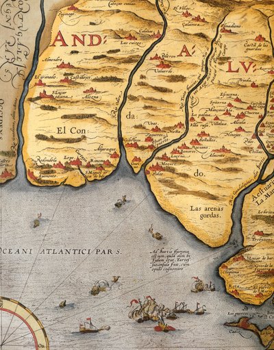 Palos Havn, af Abraham Ortelius (1528-1598), tavle af Abraham Ortelius