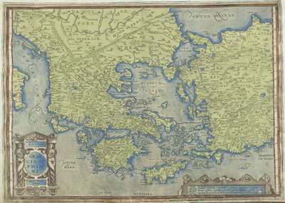 Kort over Grækenland Graecia, Sophiani (titel på objekt) af Abraham Ortelius