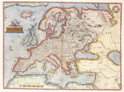 Kort over Europa, 1587 af Abraham Ortelius