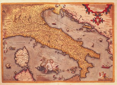 Kort over Italien fra Theatrum Orbis Terrarum, af Abraham Ortelius af Abraham Ortelius