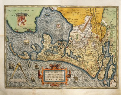 Kort over Holland, fra Theatrum Orbis Terrarum af Abraham Ortelius af Abraham Ortelius