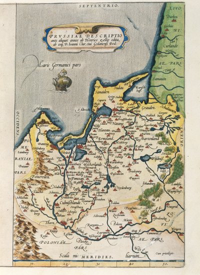 Kort over Preussen, fra Verdens Teater af Abraham Ortelius af Abraham Ortelius
