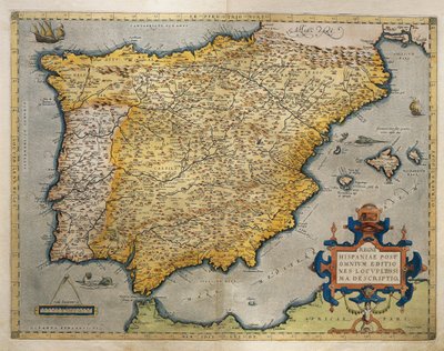 Kort over den iberiske halvø, fra Theatrum Orbis Terrarum af Abraham Ortelius af Abraham Ortelius