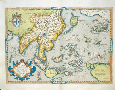 Kort over Indien, fra Theatrum Orbis Terrarum af Abraham Ortelius af Abraham Ortelius