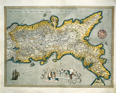 Kort over kongeriget Napoli, Italien, fra Theatrum Orbis Terrarum af Abraham Ortelius af Abraham Ortelius