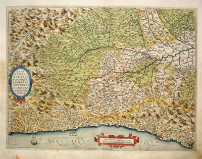 Kort over regionen Piemonte, Italien, fra Theatrum Orbis Terrarum af Abraham Ortelius af Abraham Ortelius