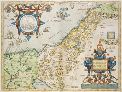 Palæstina, af Abraham Ortelius, fra Theatrum Orbis Terrarum, Antwerpen, tallerken af Abraham Ortelius