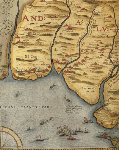 Port of Palos i Andalusien, fra The Theatre of the World af Abraham Ortelius af Abraham Ortelius