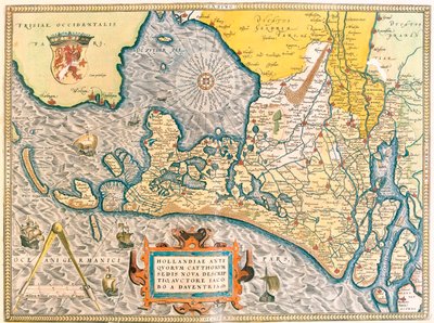 Provins: Friesland, Nordholland, Sydholland, Nord-Brabant, Limburg, Utrecht, Gelderland, Flevoland, Holland af Abraham Ortelius