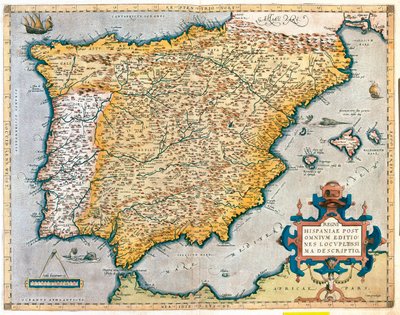 Spanien, Portugal af Abraham Ortelius