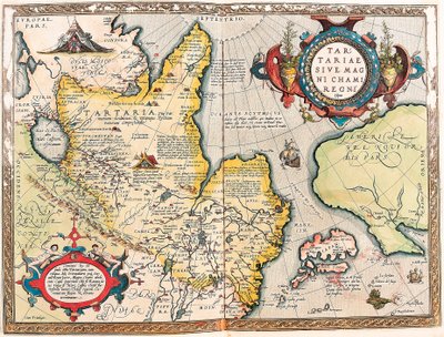 Geografisk kort over Tartar-territoriet fra "Theatrum Orbis Terrarum" af Abraham Ortelius (Oertel, Ortell eller Ortel af Abraham Ortelius