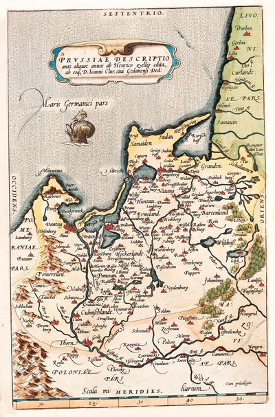 Thietmarsiae, Holsaticae regionale partier typus Geografi af det nordlige Polens territorium med byen Dantzig (Dantzig, Gdansk). af Abraham Ortelius
