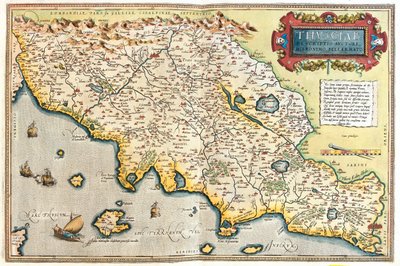 Toscana, det vestlige sydlige Emilia-Romagna, Umbrien, det nordlige Lazio, Italien af Abraham Ortelius