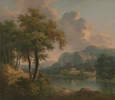 Skovklædt kuperet landskab af Abraham Pether