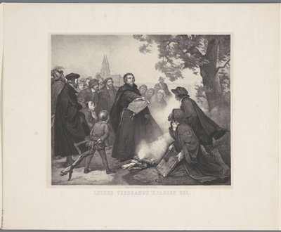 Luther brænder tyren Luther brænder pavens tyr (titel på objekt) af Abraham Pieter Felix
