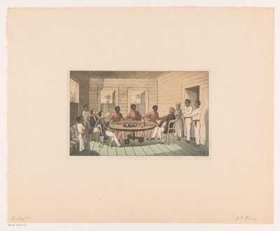 Surinamere og hollændere drikker te af Abraham Pieter Felix
