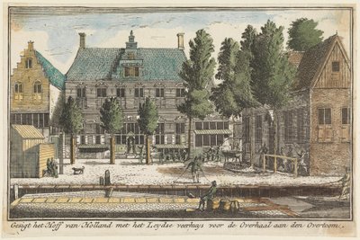 Udsigt over Hollands hof med Leidens færgehus før overfarten ved Overtoom af Abraham Rademaker