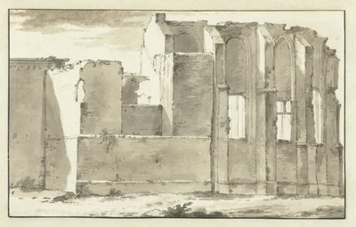 Udsigt over ruinerne af koret i Grote Kerk i Zandvoort af Abraham Rademaker