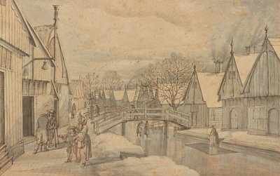 En gade i Jisp på en vinterdag af Abraham Rutgers