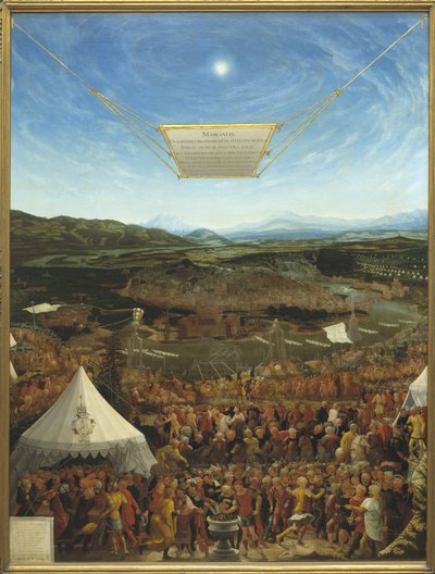 Caius Mucius Scaevola (524-480 før JC) devant Porsena, roi de Clusium - Mucius Scaevola før Porsenna, af Schopfer, Abraham (aktiv i midten af ​​det 16. århundrede). Olie på træ af Abraham Schöpfer