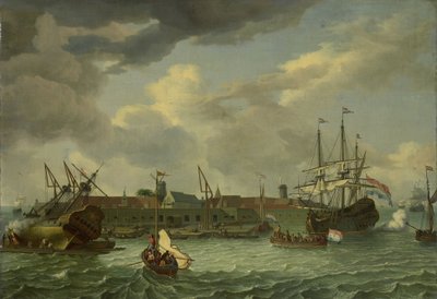 Øen Onrust nær Batavia (Jakarta) af Abraham Storck (manner of)