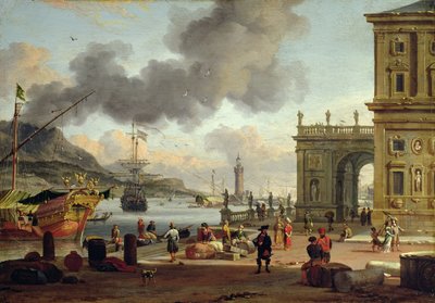 En Middelhavets havnescene af Abraham Storck