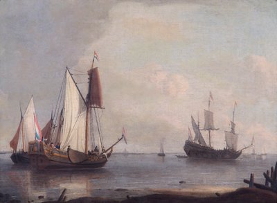 Dutch Shipping In A River (olie på lærred) af Abraham Storck